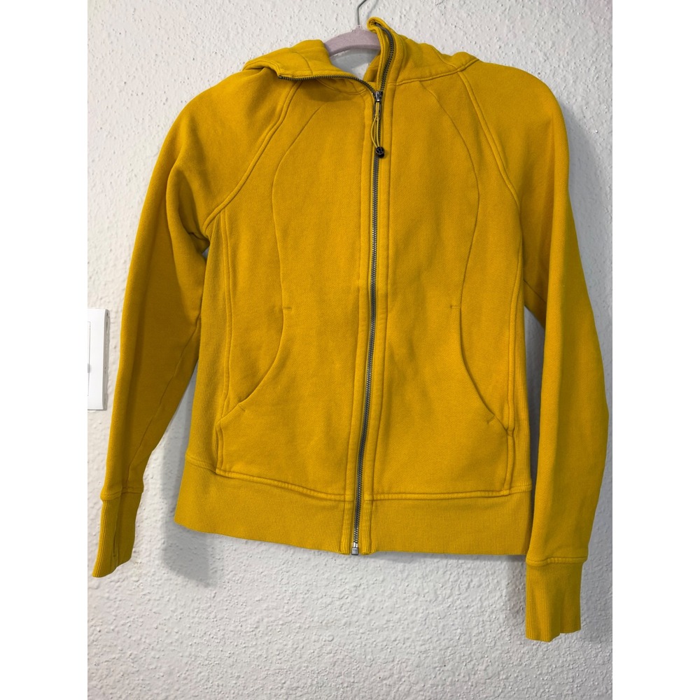 Lululemon Scuba Full Zip Hoodie Mustard Yellow Cotton Fleece Jacket Size 4